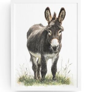 Watercolor Donkey Wall Art Print, Unframed - Charming Farmhouse Decor